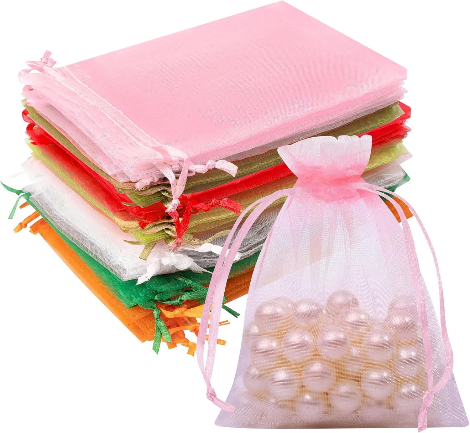 100PCS Organza Bags Jewelry Drawstring Pouch For Party Gift 
