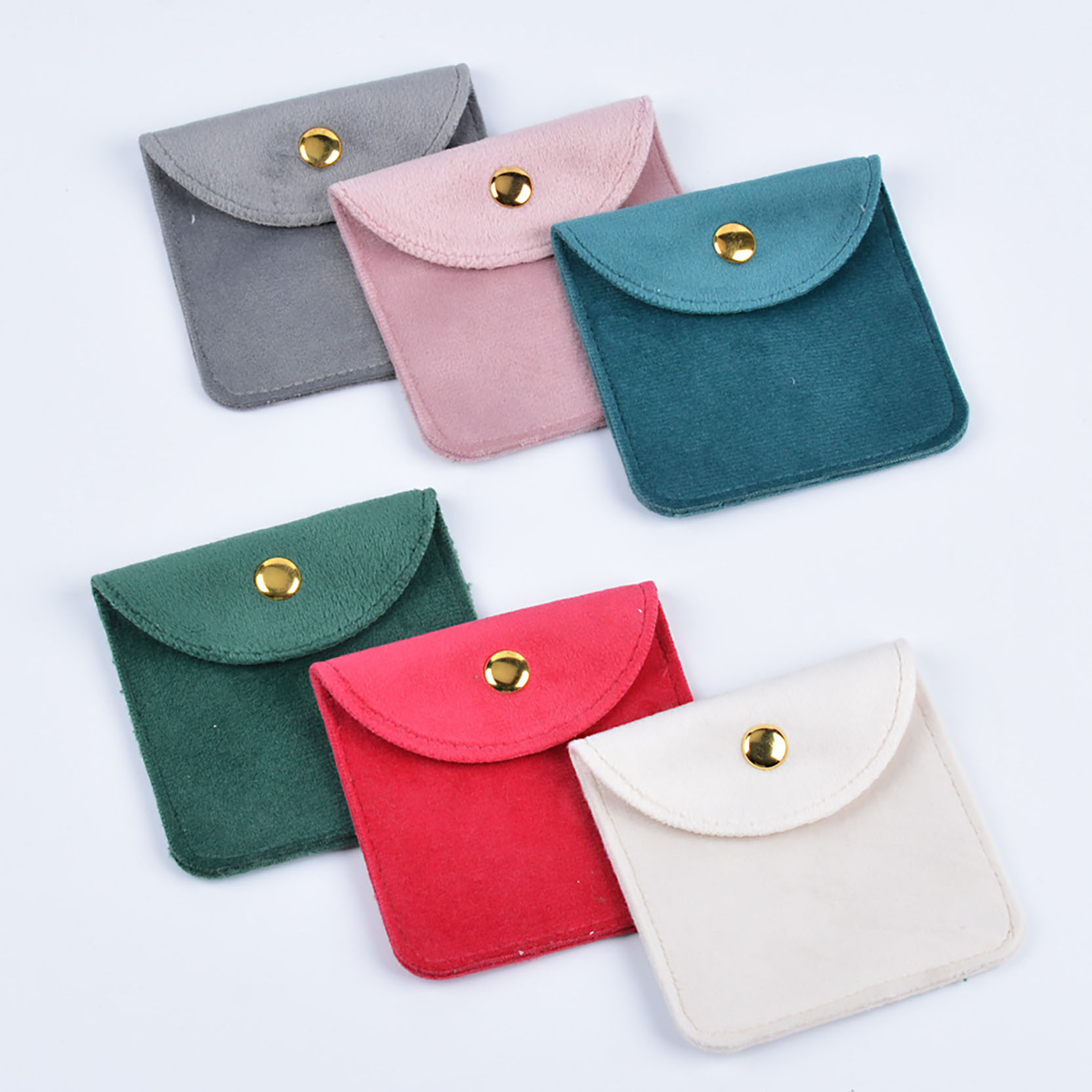 8x8cm Velvet Jewelry Pouches With Snap Button 50Pcs Small Velvet Gift Bags for Necklaces Earrings 