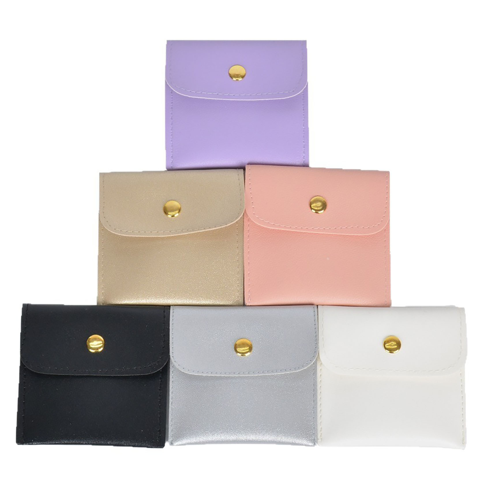 8x8cm Luxury PU Leather Jewelry Bag  with Buckle Earrings Storage Bag For Women Gift 
